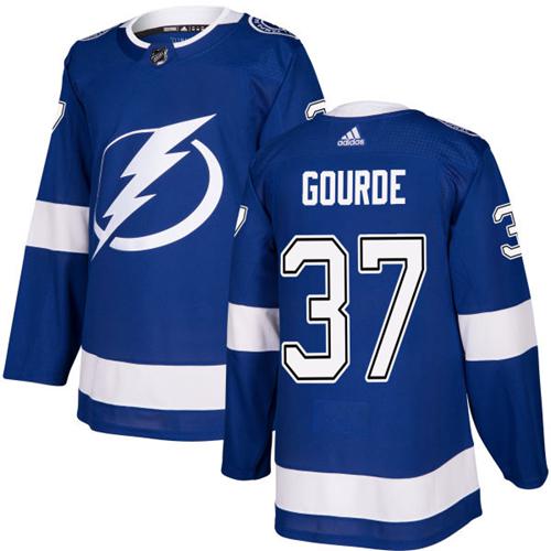 Adidas Tampa Bay Lightning #37 Yanni Gourde Blue Home Authentic Stitched Youth NHL Jersey->youth nhl jersey->Youth Jersey
